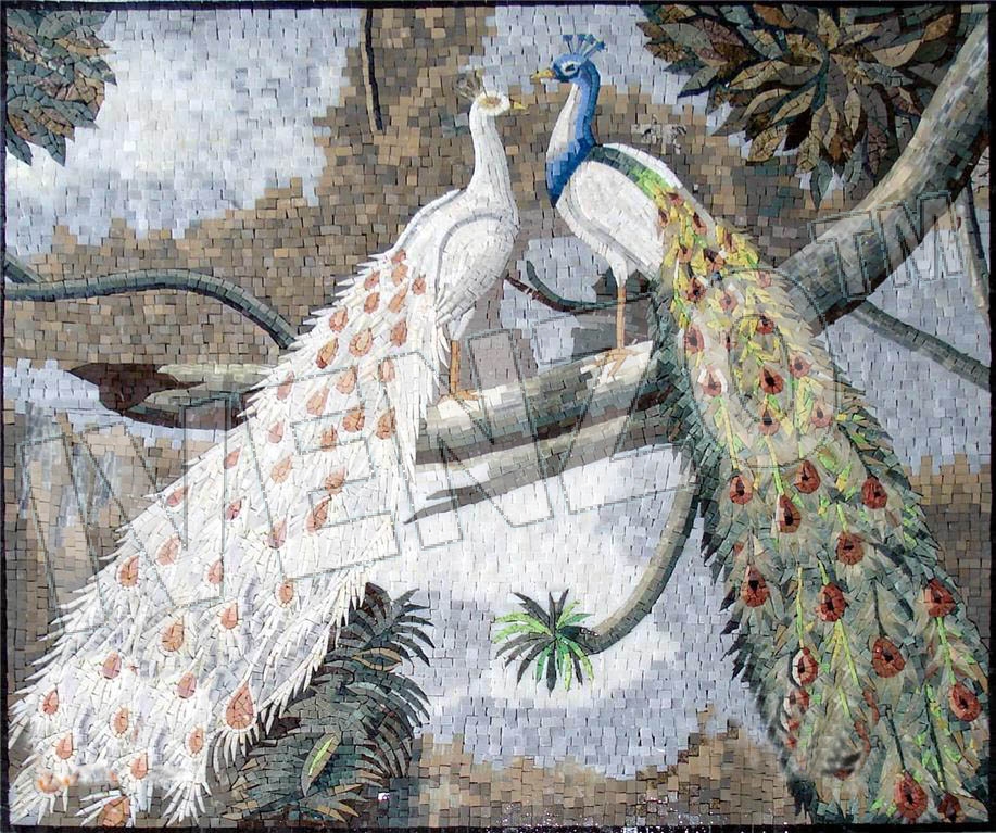 Mosaik AK006 Zwei Pfauen