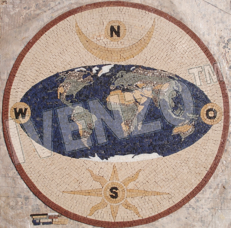 Mosaik MK085 Windrose mit Weltkarte