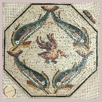 Mosaik Delfine mit Schwan