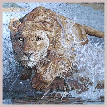Mosaik Löwin im Fluß