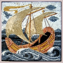Mosaik Schiff Zweimaster