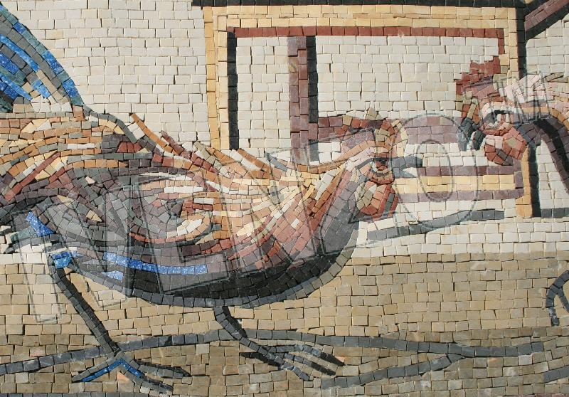 Mosaik AK008 Details Hahnenkampf aus Pompeji 1