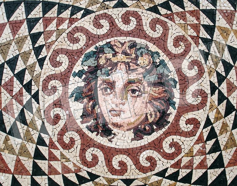 Mosaik CK057 Details Dionysos-Kopf aus Korinth 1