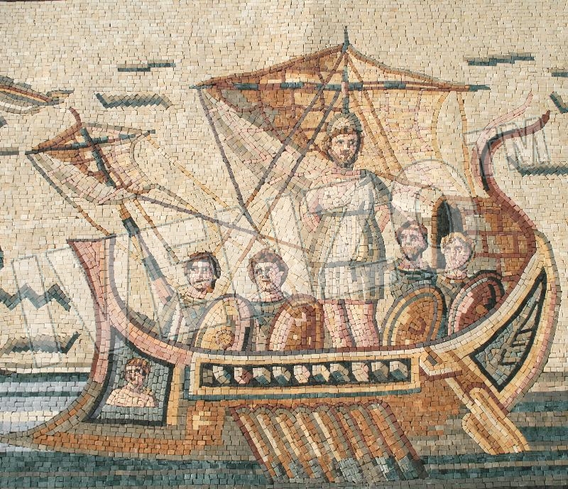 Mosaik FK035 Details Odysseus lauscht den Sirenen 2