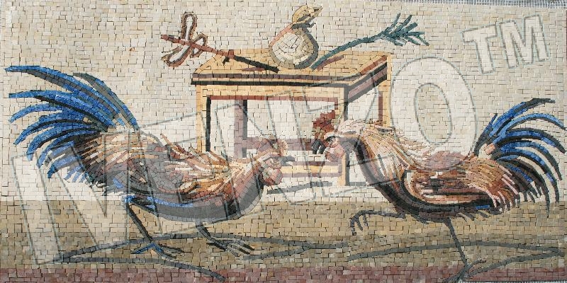 Mosaik AK008 Hahnenkampf aus Pompeji
