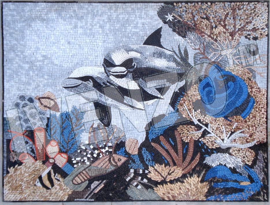 Mosaik AK022 Seelandschaft mit Walen