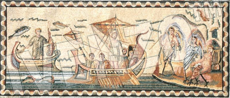 Mosaik FK035 Odysseus lauscht den Sirenen
