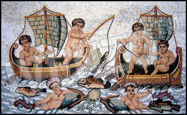 Mosaik FK048 Kinder auf Booten