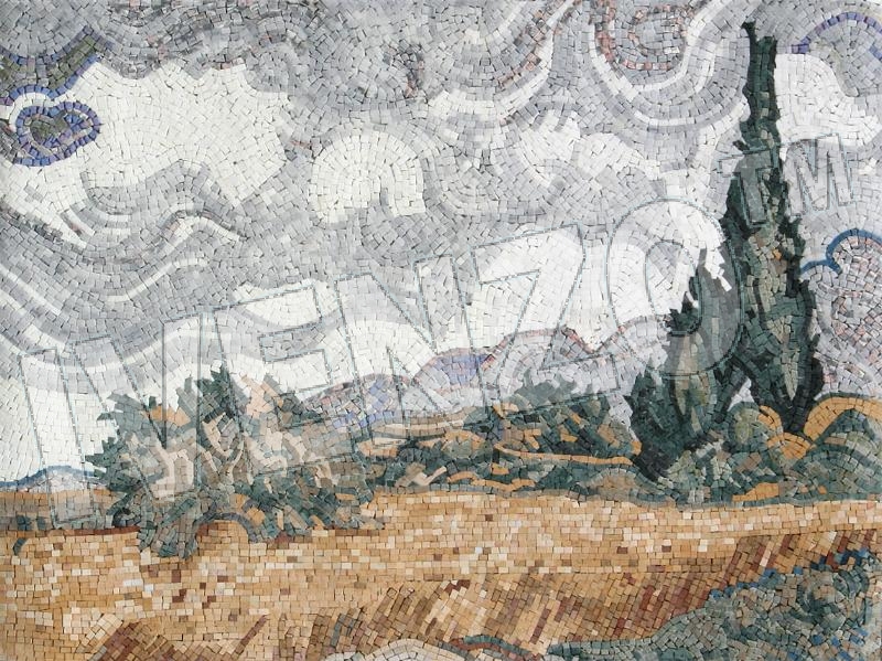 Mosaik FK059 van Gogh: Kornfeld mit Zypressen