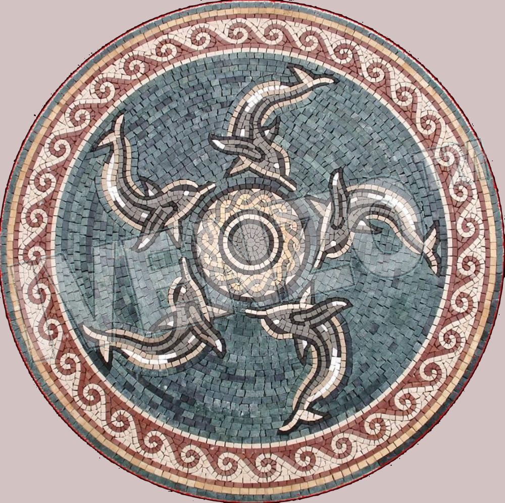 Mosaik MK003 Medallion mit Delfinen
