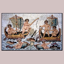 Mosaik Kinder auf Booten