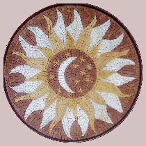 Mosaik Medallion Sonne-Mond-Sterne